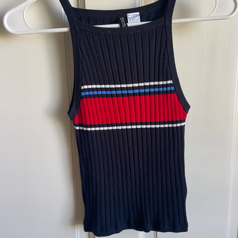 Navy Block Striped Top